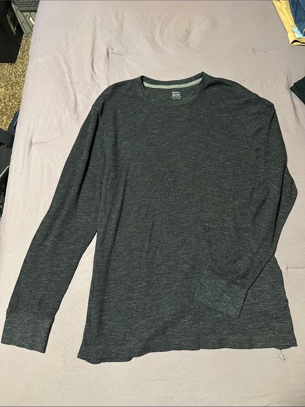 Old Navy XL Men's Long-Sleeve Crewneck Thermal Style Shirt - Heather Black